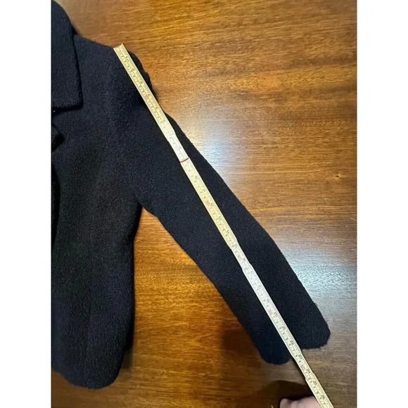 Jones New York Black Pea Coat Women 12 Wool Blend Winter Neutral Textured Jacket - Picture 7 of 8